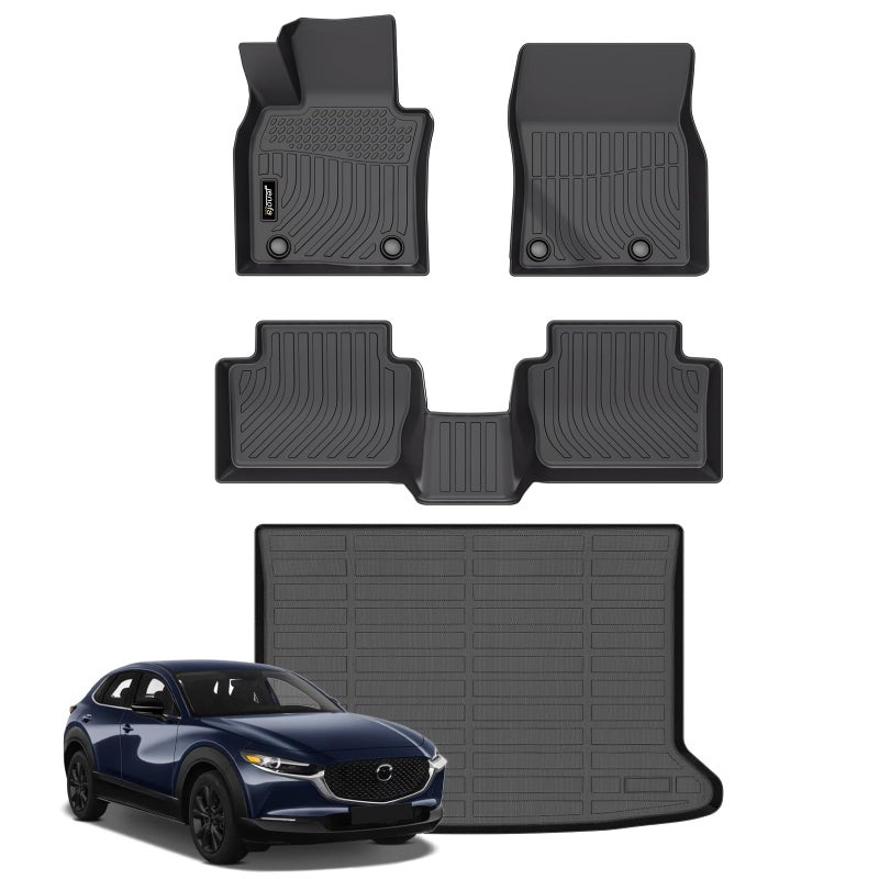 JenofaFloor Mats for Mazda CX30 20202026 Only AWD Car Mats Cargo Mat Fit Mazda CX30 2025 All Weather NonSlip Waterproof Durable TPE Rubber Floor Liner Accessories Full Set